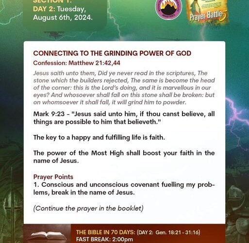 MFM 70 Days Fasting And Prayer 6 August 2024 Day 2 Prayer Points